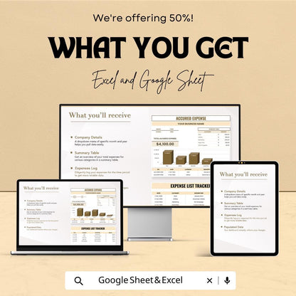 Accrued Expense Tracker Template - Excel & Google Sheets - Business Expense Management - Financial Template - 50% Off