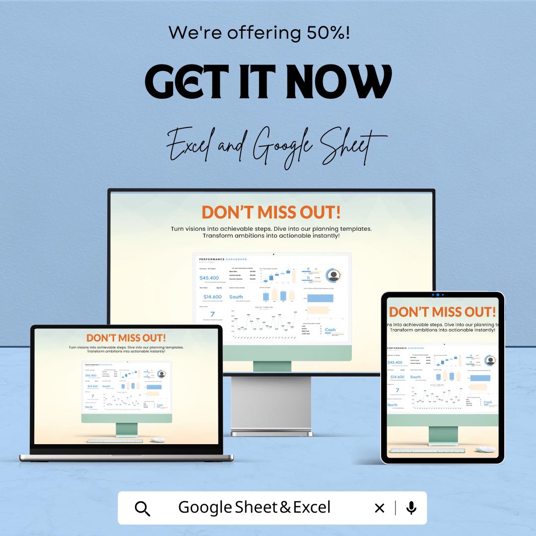 Travel Agency Performance Dashboard Template - Excel & Google Sheets - Track Revenue, Sales, and Customer Insights