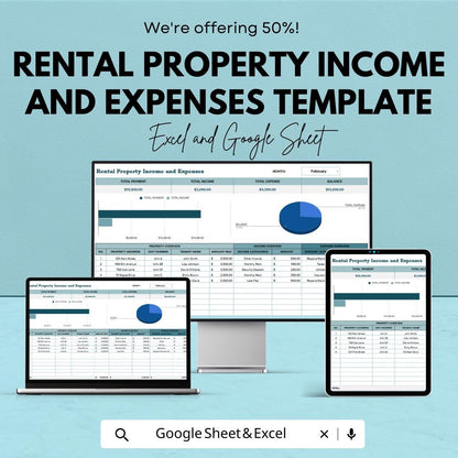 Rental Property Income and Expenses Template | Excel & Google Sheets Rental Tracker | Landlord Spreadsheet | Rental Income Expense Tracker