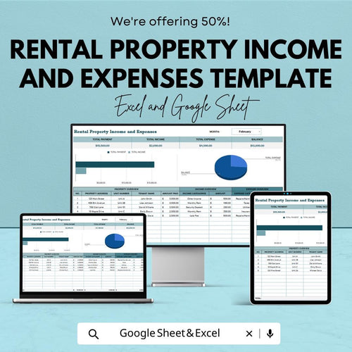 Rental Property Income and Expenses Template | Excel & Google Sheets Rental Tracker | Landlord Spreadsheet | Rental Income Expense Tracker