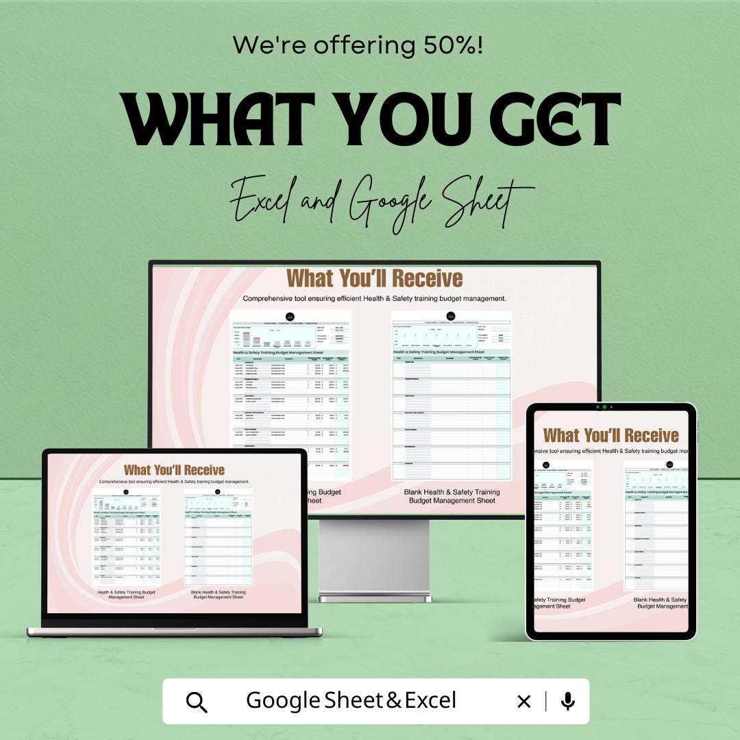 Health & Safety Training Budget Management Sheet | Excel and Google Sheet Template for Compliance and Budgeting | Track Training Expenses