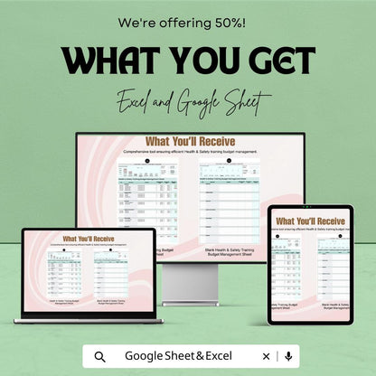 Health & Safety Training Budget Management Sheet | Excel and Google Sheet Template for Compliance and Budgeting | Track Training Expenses