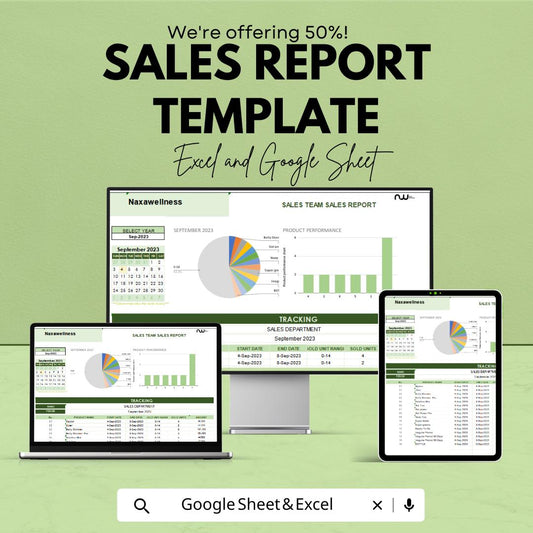 Sales Report Template | Sales Team Report Dashboard | Monthly Sales Analysis sheet | Excel and Google Sheets | Sales Performance Tracker