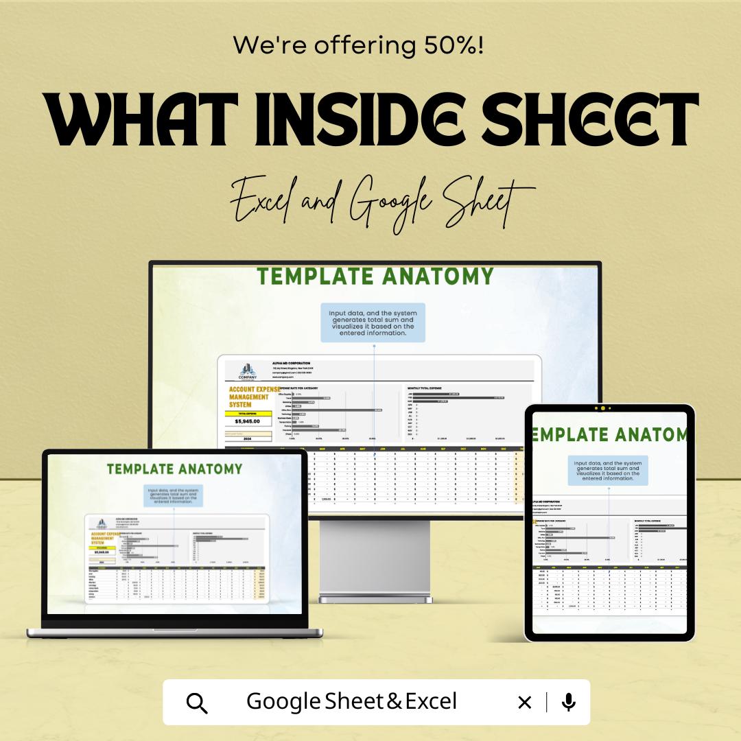 Account Expense Management System Template | Expense Tracker  | Business Budget Planner | Financial Management Spreadsheet