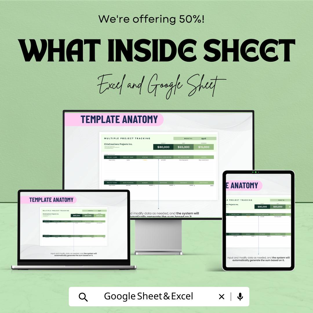 Multiple Project Tracking Template | Project Management Spreadsheet | Task and Budget Tracker | Project Planner