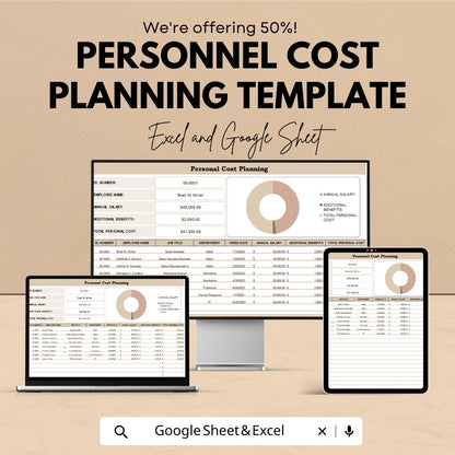 Personnel Cost Planning Template | Employee Budget Planner | HR Salary Tracker | Excel & Google Sheets | Workforce Expense Management |