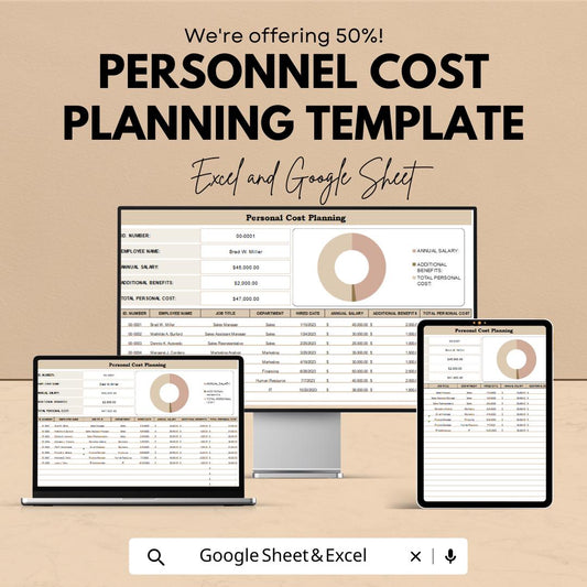 Personnel Cost Planning Template | Employee Budget Planner | HR Salary Tracker | Excel & Google Sheets | Workforce Expense Management |