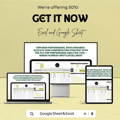Pay for Performance Analysis Tool HR Template | Compensation and Salary Analysis Spreadsheet | Excel & Google Sheets HR Dashboard