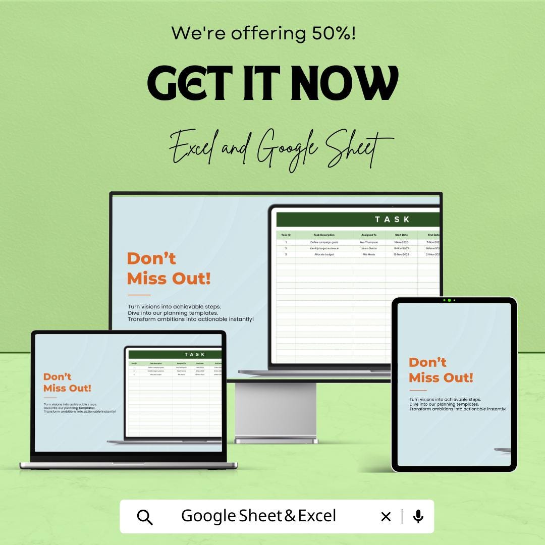 Task Sheet Template – Excel and Google Sheet | Task Management & Tracking | Organize Projects | 50% Off