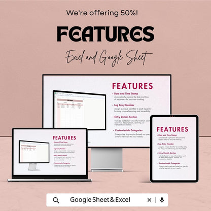 Log Sheet Template – Excel and Google Sheets – Activity Tracking, Date & Time Stamps – Customizable for Daily Use – Ready-to-Use Log Shee