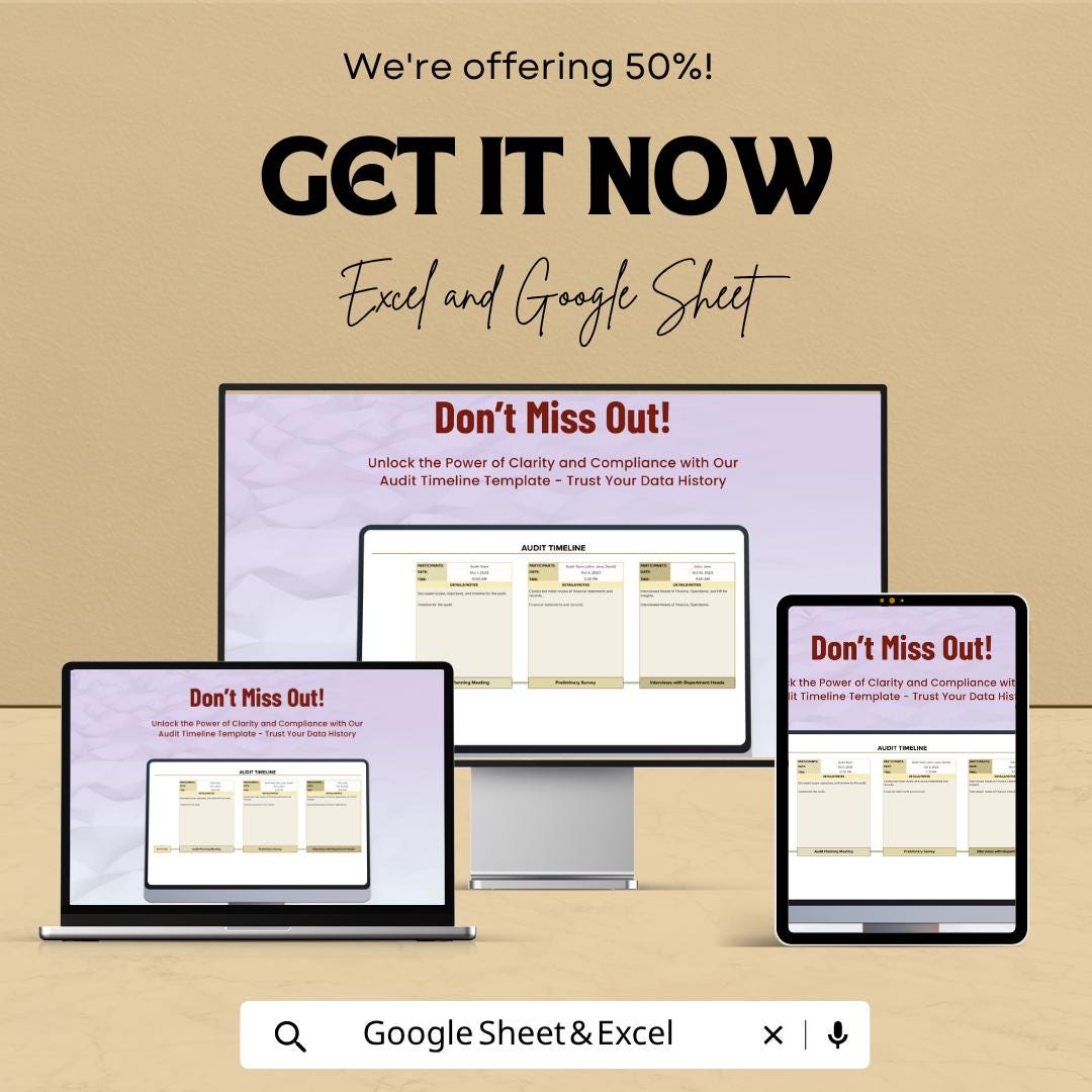 Audit Timeline Template Excel Google Sheets | Audit Tracker Spreadsheet | Compliance Timeline | Internal Audit Dashboard |