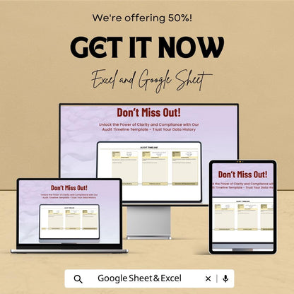 Audit Timeline Template Excel Google Sheets | Audit Tracker Spreadsheet | Compliance Timeline | Internal Audit Dashboard |