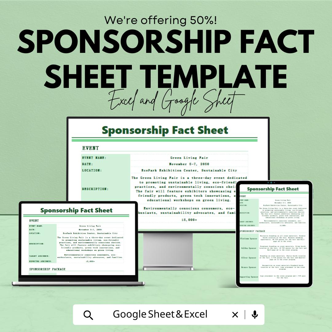Sponsorship Fact Sheet Template | Event Sponsorship Package | Sponsor Information Sheet | Editable Marketing Document