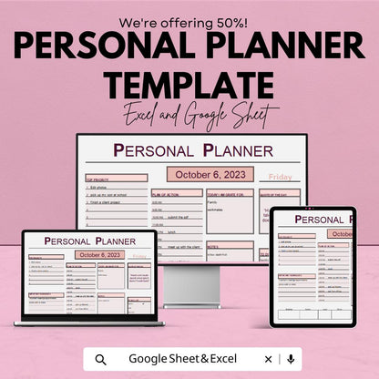 Personal Planner Template |  Productivity Planner | To Do List Task Organizer Digital Planning Sheet