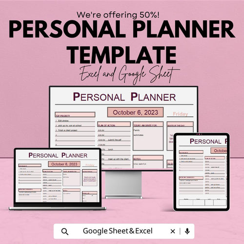 Personal Planner Template |  Productivity Planner | To Do List Task Organizer Digital Planning Sheet