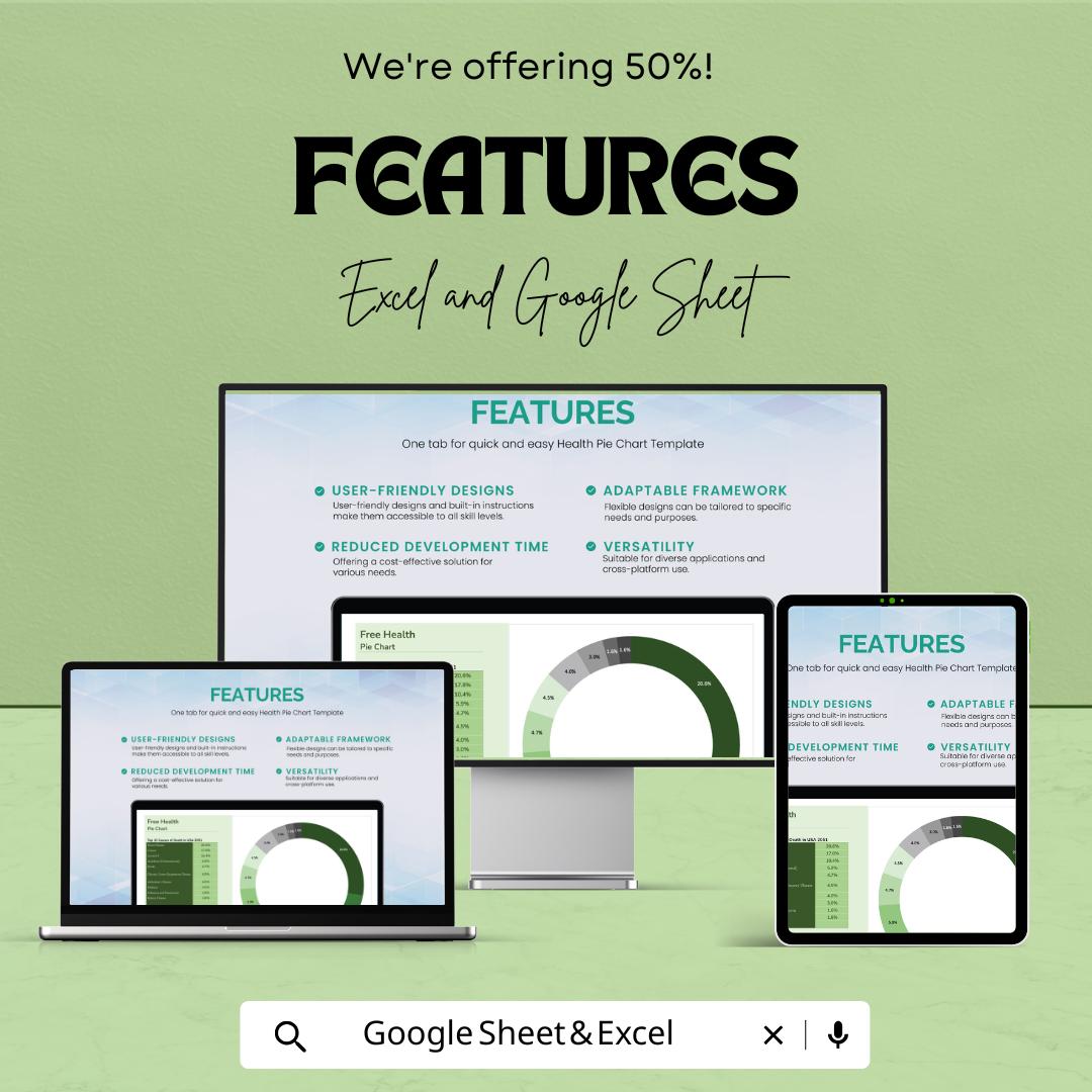 Health Pie Chart Template | Medical Data Visualization Dashboard | Health Statistics Tracker | Instant Download