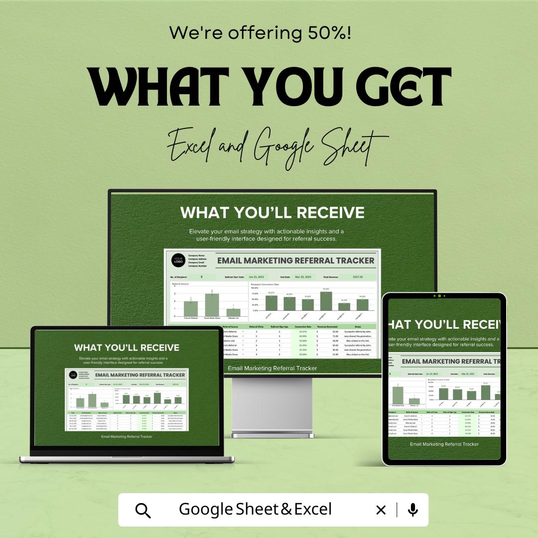 Email Marketing Referral Tracker Template | Subscriber Referral Analytics | Real-Time Referral Monitor | Email Marketing Tool