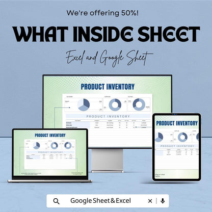 Product Inventory Sheet for Excel and Google Sheets | Track Stock, Suppliers & Status | Easy Inventory Management Template