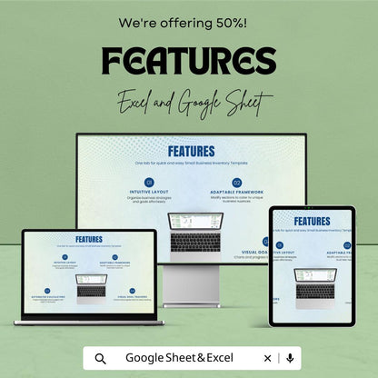 Small Business Inventory Sheet | Excel and Google Sheet Template | Inventory Management & Tracking Dashboard | For Small Business Owners