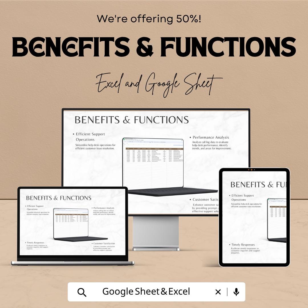 Help Desk Call Log Template Excel | IT Support Log Sheet | Customer Service Tracker | Call Tracking Spreadsheet | Google Sheets Log