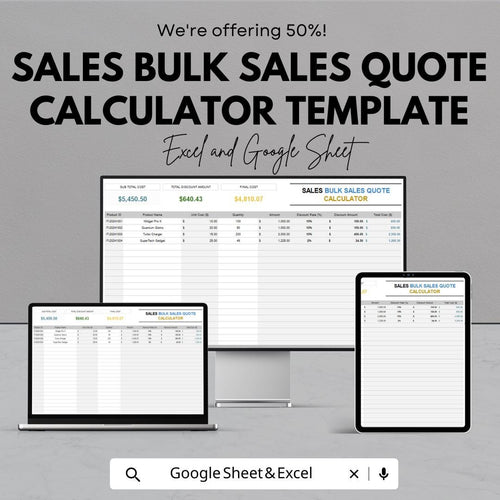 Sales Bulk Sales Quote Calculator Template | Price Quotation | Bulk Order Estimator | Product Pricing Tool for Business