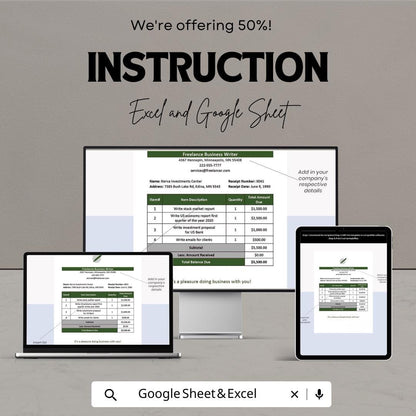 Basic Freelance Receipt Template | Excel & Google Sheets | Editable Invoice | Service Payment Tracker | Business Receipt Template