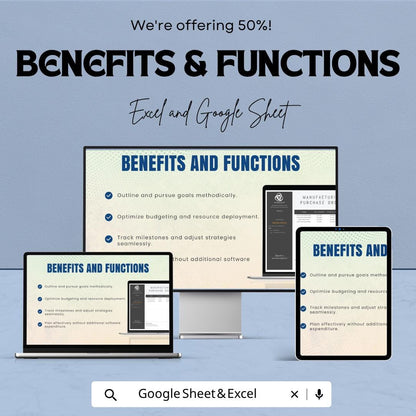 Manufacturing Purchase Order Template | Purchase Order Spreadsheet | PO Template for Suppliers | Order Tracking Sheet