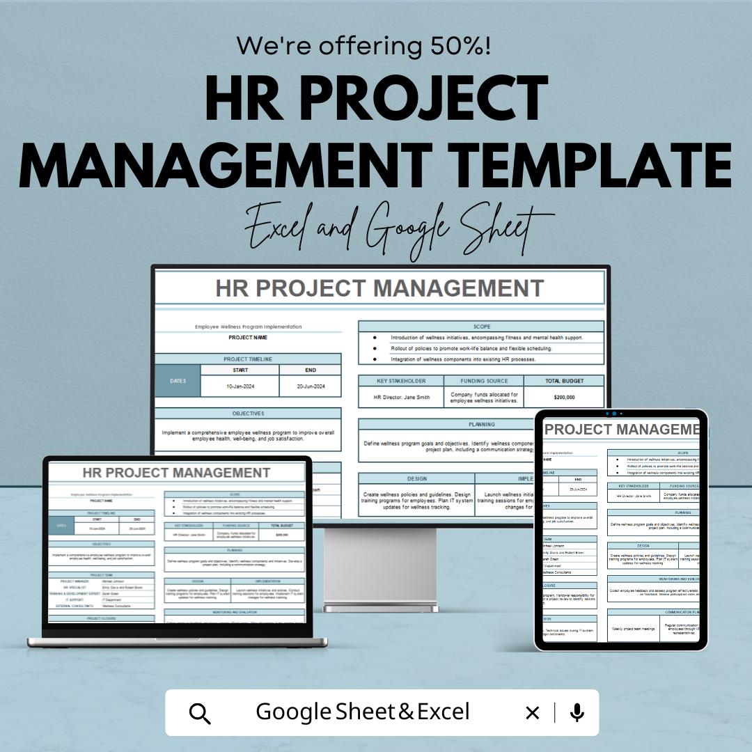 HR Project Management Template | HR Project Planner | Human Resources Project Tracker | HR Workflow Management