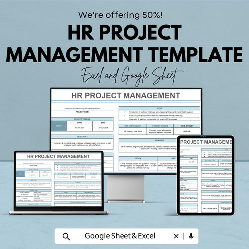 HR Project Management Template | HR Project Planner | Human Resources Project Tracker | HR Workflow Management