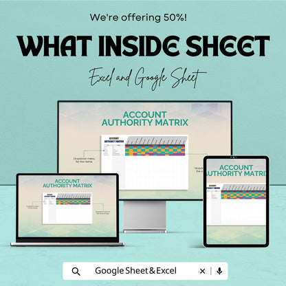 Account Authority Matrix Template | RACI Chart | Access Control Matrix | Responsibility Assignment Matrix | Excel & Google Sheets Template