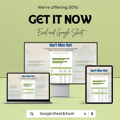 Conference Event Budget Template | Event Budget Planner | Event Expense Tracker | Conference Planning Spreadsheet | Budget Tracker