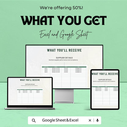 Supplier Quality Performance Tracker | Operations Supplier Evaluation Template | Vendor Quality Scorecard | Excel & Google Sheets