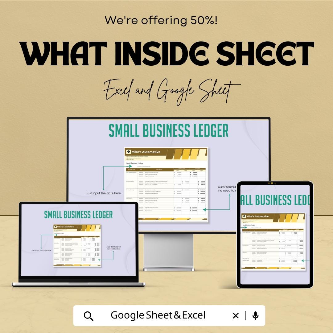 Small Business Ledger Template | Accounting Ledger Spreadsheet | Bookkeeping Tracker | Income Expense Tracker Sheet