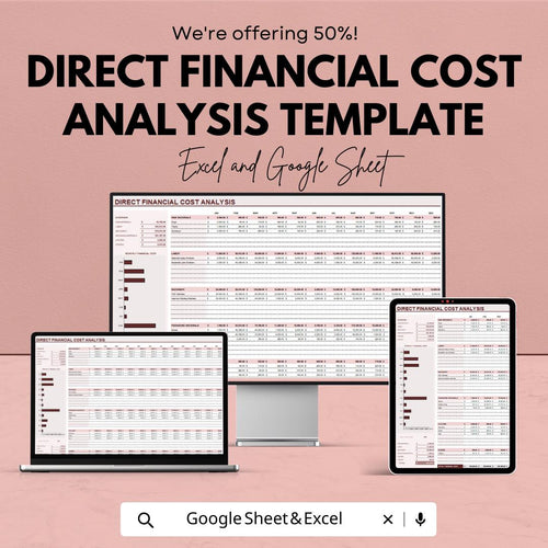 Direct Financial Cost Analysis Template | Excel and Google Sheets Cost Tracker | Business Expense Spreadsheet | Budget & Profit Analysis