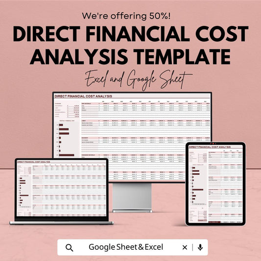 Direct Financial Cost Analysis Template | Excel and Google Sheets Cost Tracker | Business Expense Spreadsheet | Budget & Profit Analysis