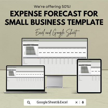 Expense Forecast for Small Business Template | Excel and Google Sheets Expense Planner | Monthly & Yearly Budget Forecast Spreadsheet