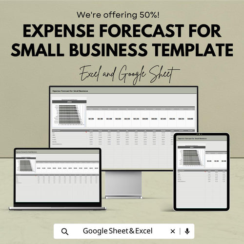 Expense Forecast for Small Business Template | Excel and Google Sheets Expense Planner | Monthly & Yearly Budget Forecast Spreadsheet