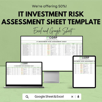 IT Investment Risk Assessment Template | Risk Management Sheet | Project Risk Analysis Tool | Business Risk Tracker | Financial Risk Planner
