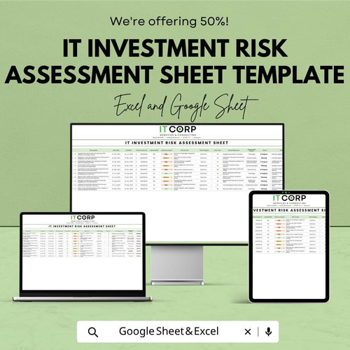 IT Investment Risk Assessment Template | Risk Management Sheet | Project Risk Analysis Tool | Business Risk Tracker | Financial Risk Planner