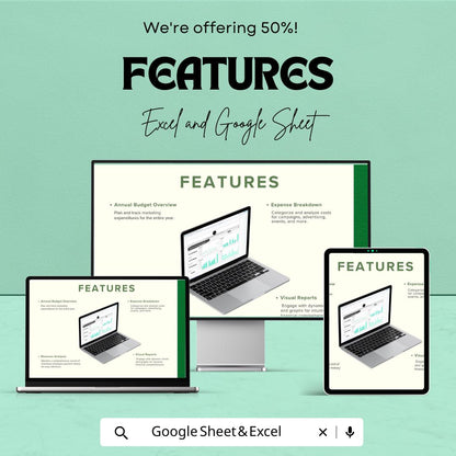 Marketing Yearly Financial Summary Template | Annual Budget Planner | Marketing Finance Dashboard | Expense & Revenue Tracker