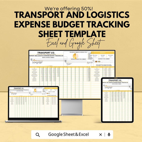 Transport and Logistics Expense Budget Tracking Sheet Template | Excel and Google Sheets | Fleet Expense Tracker | Logistics Cost Planner |