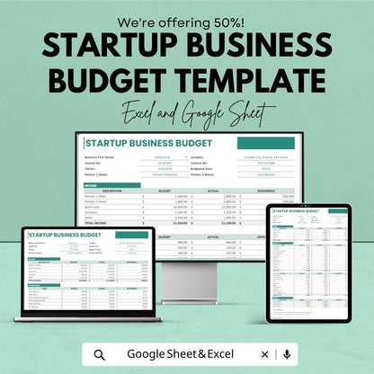Startup Business Budget Template | Business Budget Spreadsheet | Startup Expense Tracker | Excel & Google Sheets | Financial Planning Sheet