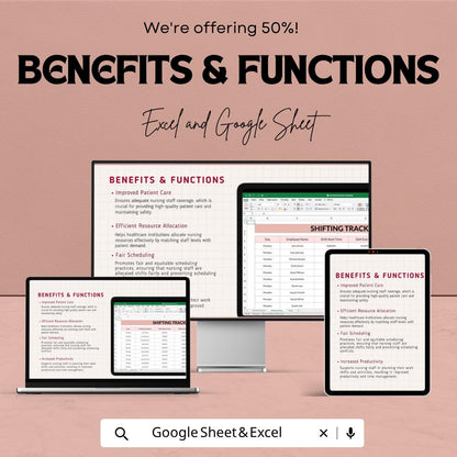 Nursing Schedule Template | Nurse Shift Schedule | Staff Roster Spreadsheet | Healthcare Scheduling Template