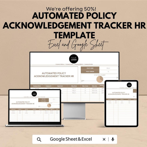 Automated Policy Acknowledgement Tracker HR Template | Employee Compliance Log | HR Policy Tracking Spreadsheet | Policy Sign Off Register