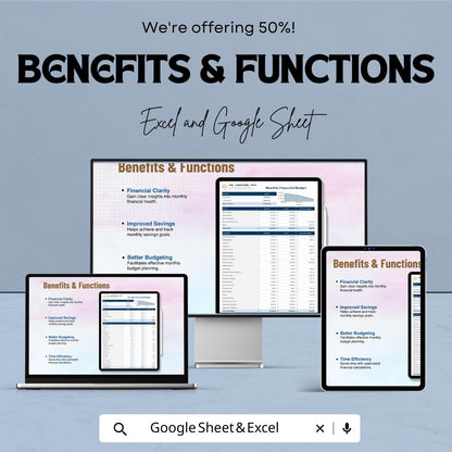 Monthly Financial Budget Template | Income & Expense Tracker | Monthly Money Planner | Budget Spreadsheet | Personal Finance Template