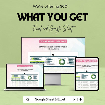 Startup Investment Proposal Comparison Sheet | Google Sheets & Excel | Investment Tracker | Proposal Scorecard | Startup Analysis Tool
