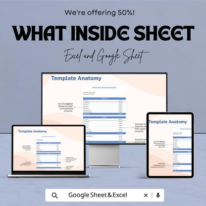 Freelance Budget Template Excel | Personal Budget for Freelancers | Income Expense Tracker | Monthly Budget Sheet
