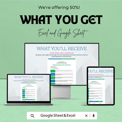 Client SMART Goals Template | Action Plan Spreadsheet | Goal Setting Planner | Project Tracker | Excel & Google Sheets | Business Goal