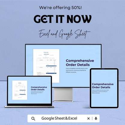 Sample Work Order Template | Service Invoice Sheet | Editable Excel & Google Sheets Work Order | Business Work Request Form