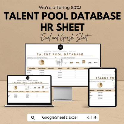 Talent Pool Database HR Sheet – Employee Candidate Tracker, HR Dashboard Template, Excel & Google Sheets, Recruitment Management |